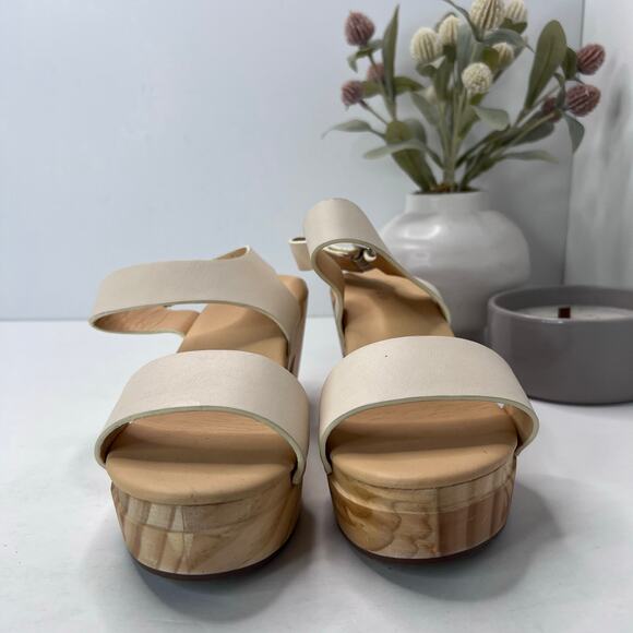 Nisolo All Day Open Toe Clog Platform Chunky Wood Heel Brandy Women's 8.5 FLAW - Picture 2 of 13